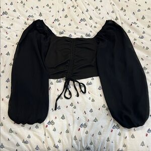 SHEIN Black Puff Sleeve Top